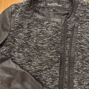 Northern Reflections Textured Black and White Faux Leather Jacket